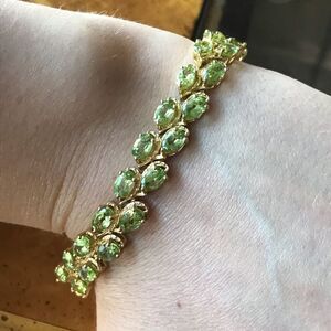Natural Peridot Sterling Silver 18k Yellow Gold Vermeil Bracelet